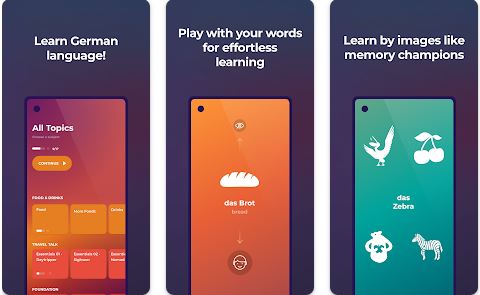 Learn German Language visually by Drops Languages app