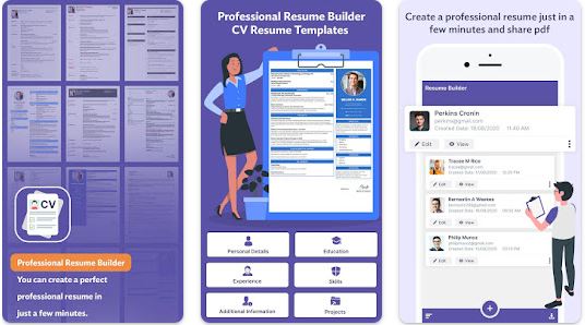 Professional Resume Builder app, aplikasi membuat CV